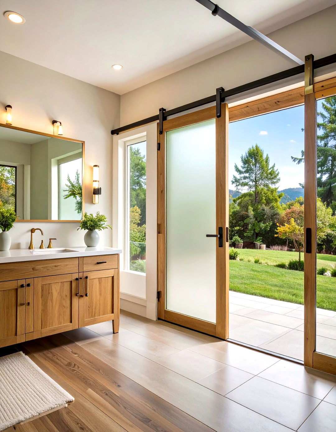 Frosted Glass Sliding Barn Bathroom Door - 20 Bathroom Door Ideas