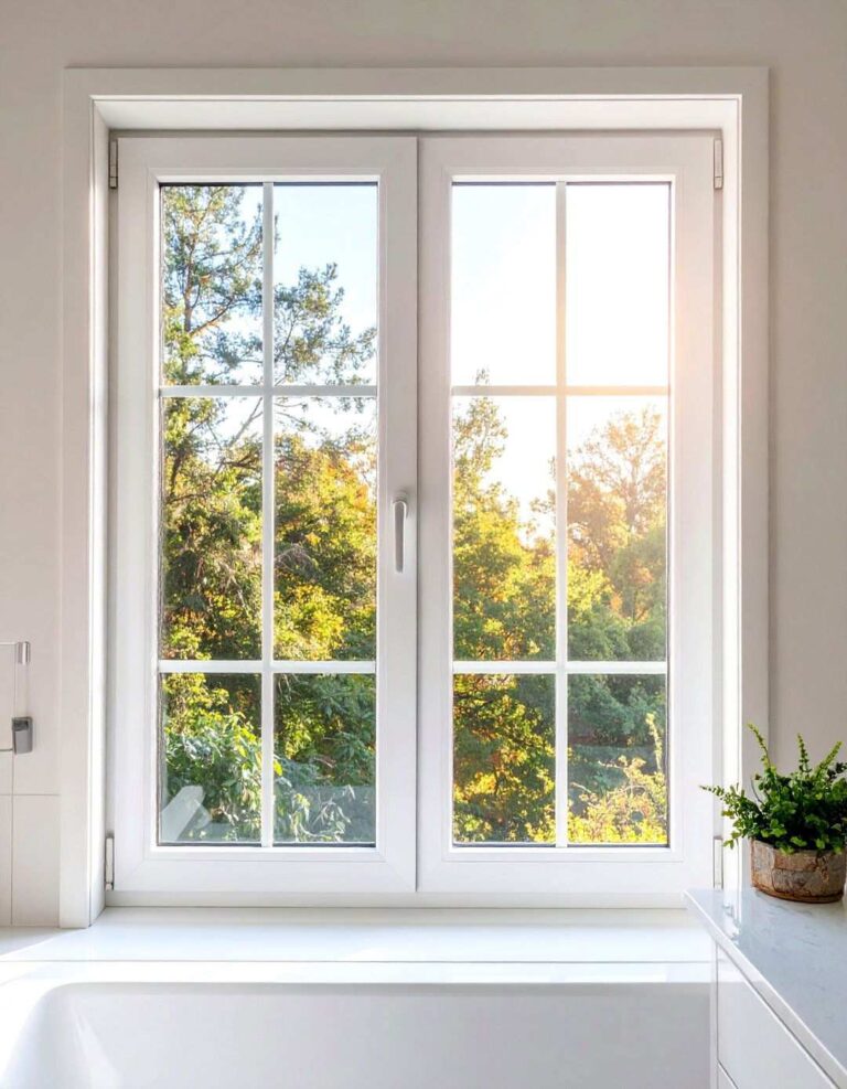 Frosted Privacy Film Lets Light Pour In - 20 Bathroom Window Treatment Ideas