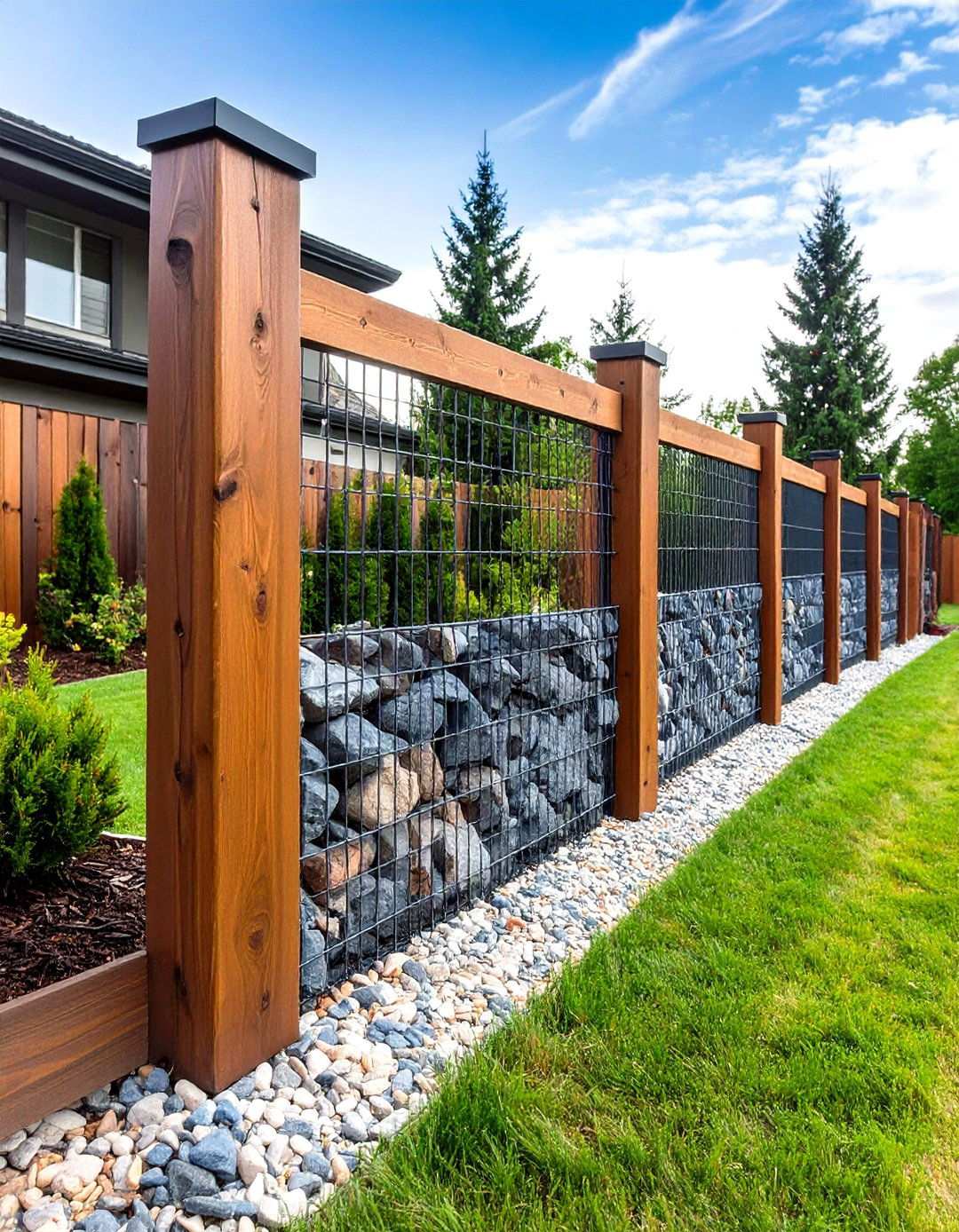 Gabion Wall Backyard Fence - 20 Backyard Fence Ideas