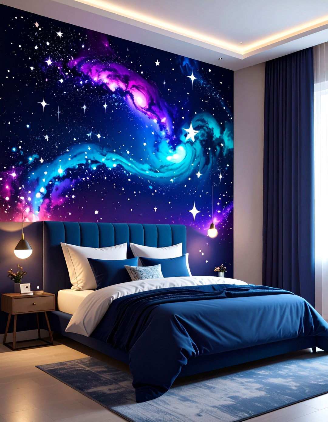 Galaxy Night Sky Bedroom Wall Painting - 20 Bedroom Wall Painting Ideas