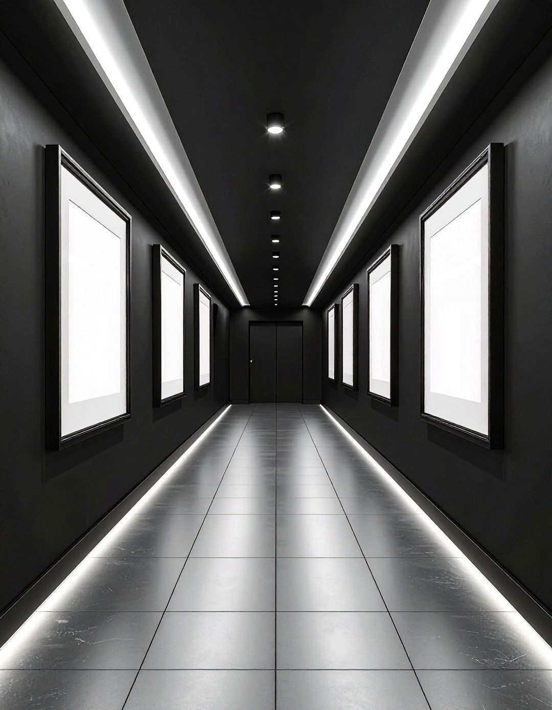 Gallery Wall of Black Frames - 20 Black Hallway Ideas
