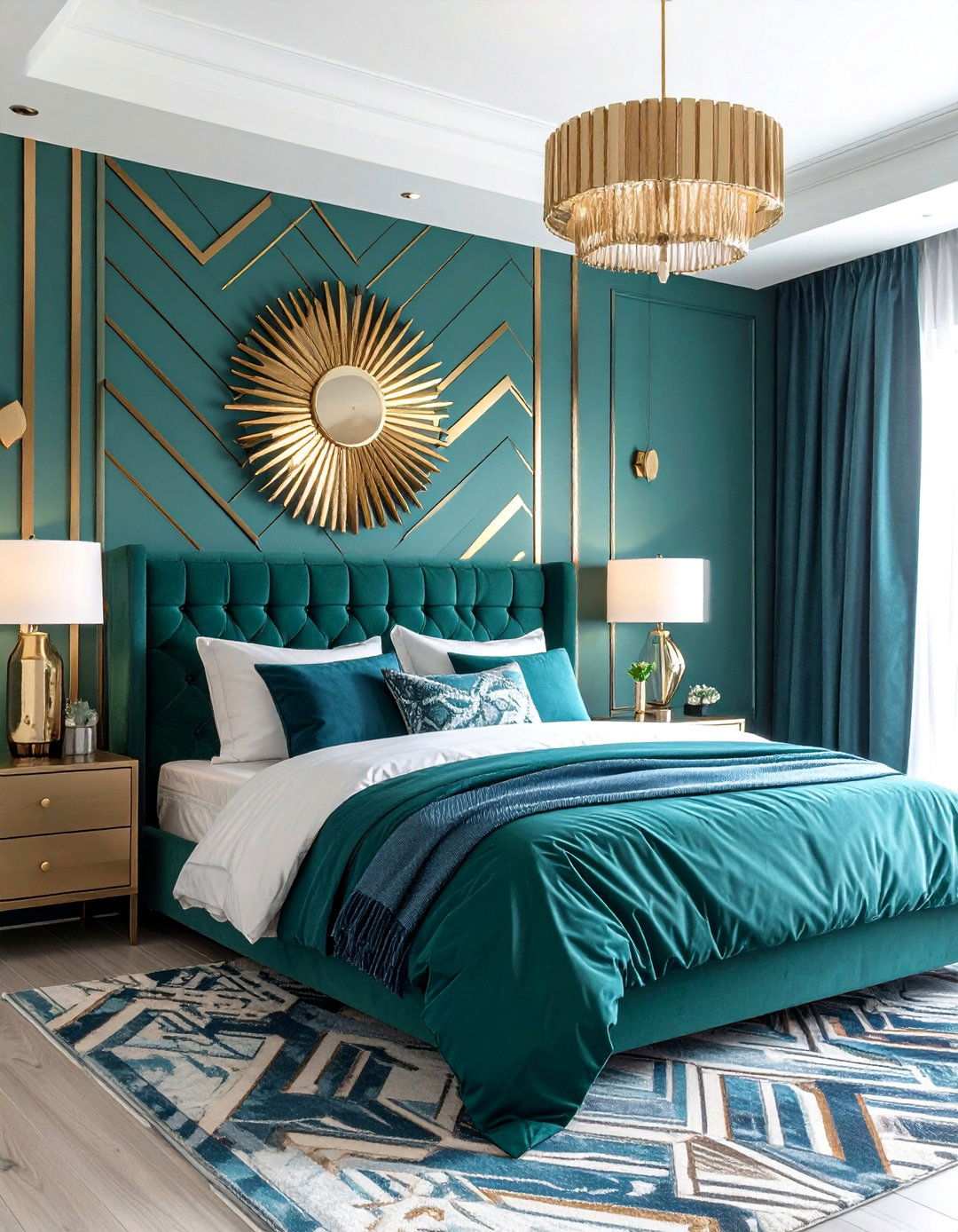 Geometric Art Deco Wallpaper Feature Walls - 20 Art Deco Interior Design Ideas