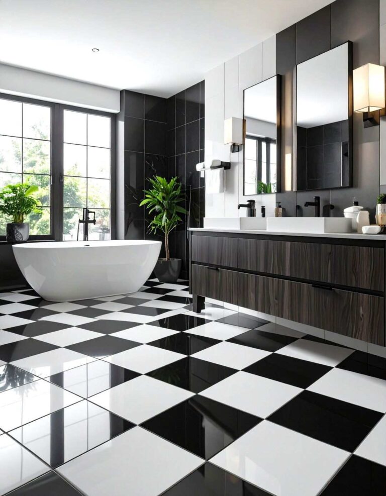 Geometric Black and White Tile Patterns - 20 Art Deco Bathroom Ideas