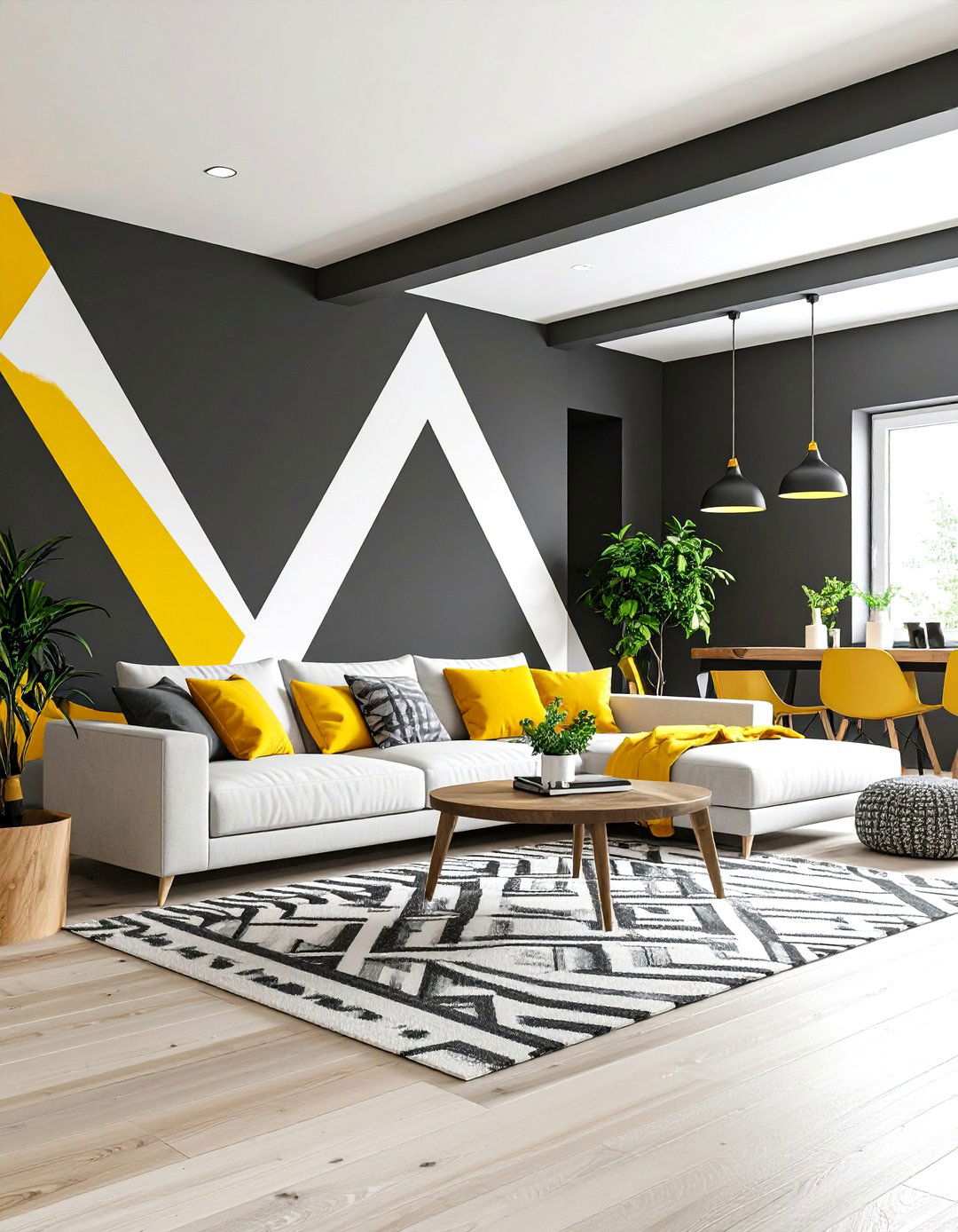 Geometric Pattern Basement Wall Designs - 20 Basement Wall Ideas