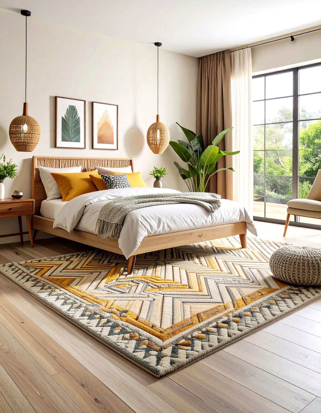 Geometric Pattern Bedroom Flooring to Add Personality - 20 Bedroom Flooring Ideas
