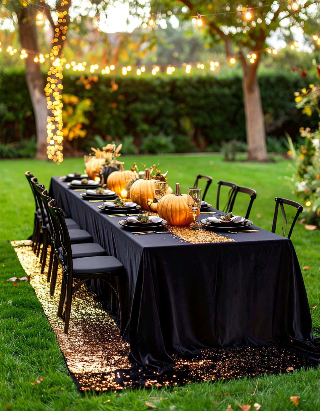 Glam Pumpkin Centerpiece - 20 Black and Gold Centerpiece Ideas