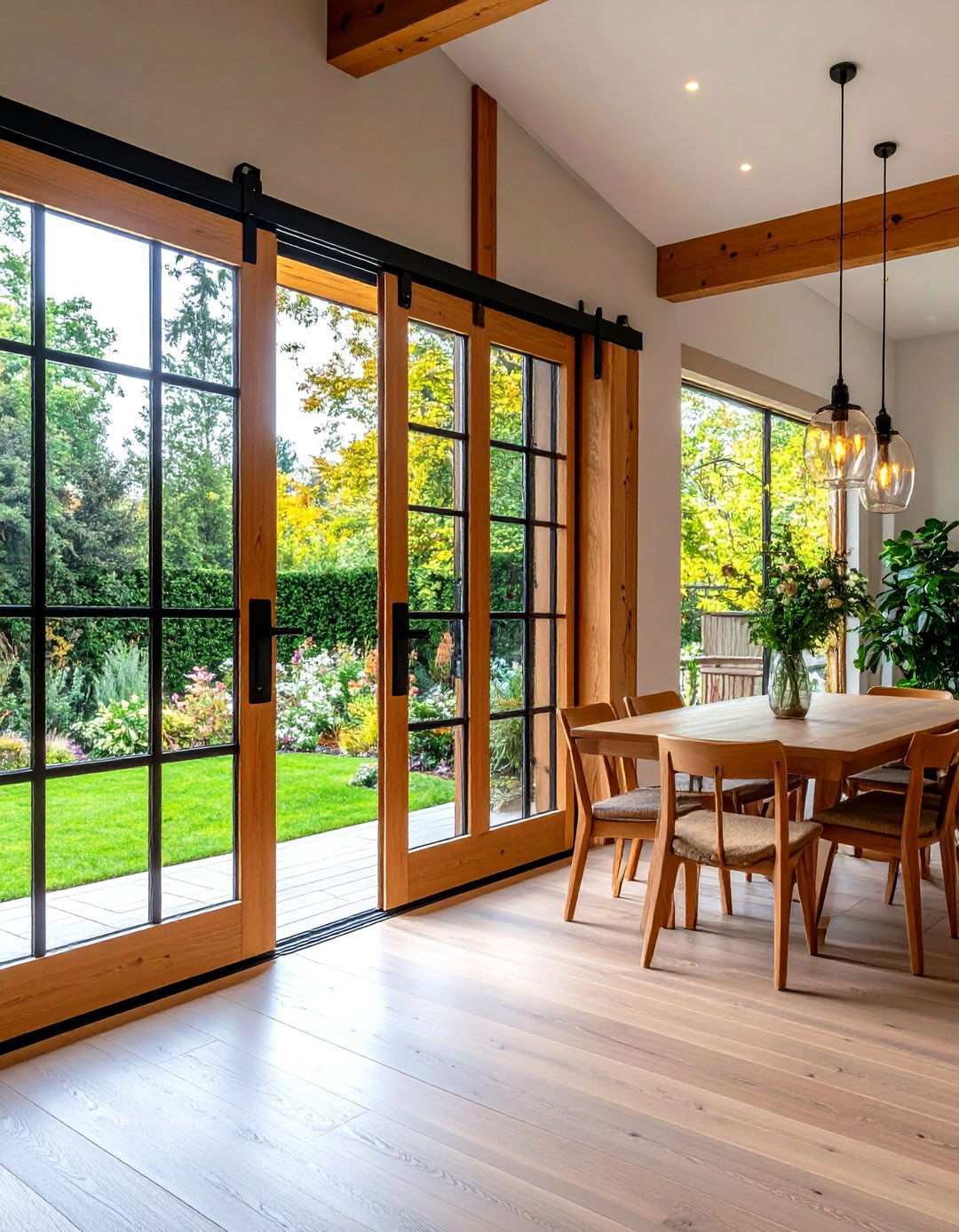 Glass and Wood French Barn Door Elegance - 20 Barn Door Ideas