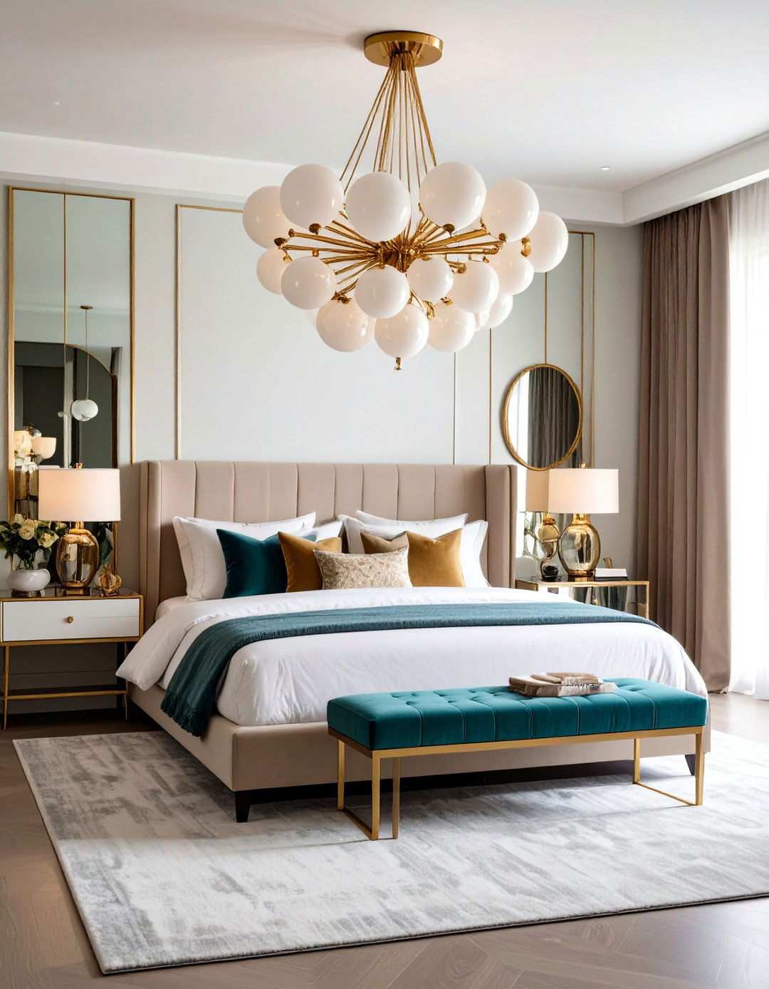 Globe Art Deco Chandelier Adds Retro Glamour - 20 Bedroom Chandelier Ideas