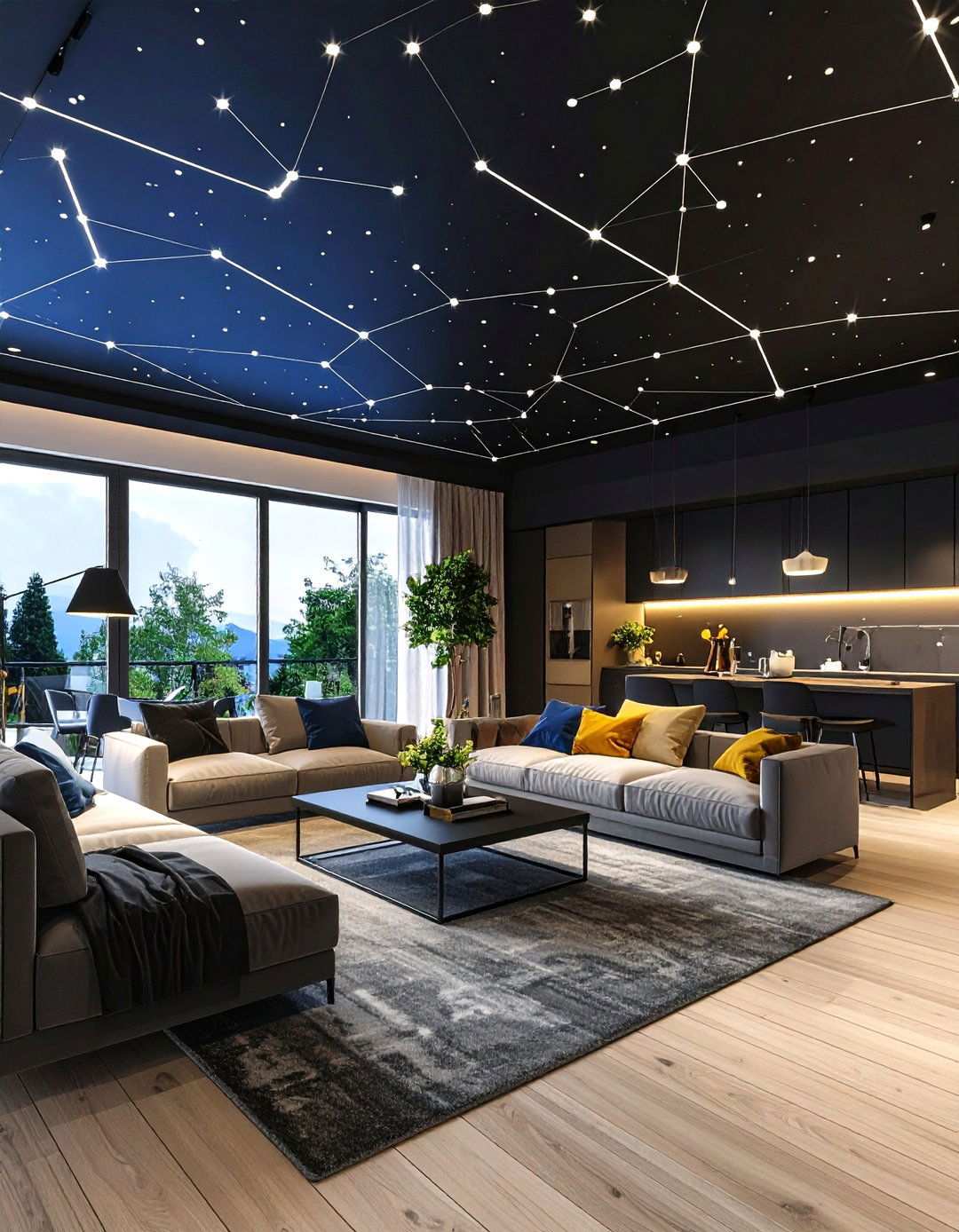 Graphic Patterns on a Black Ceiling for Artistic Impact - 20 Black Ceiling Design Ideas