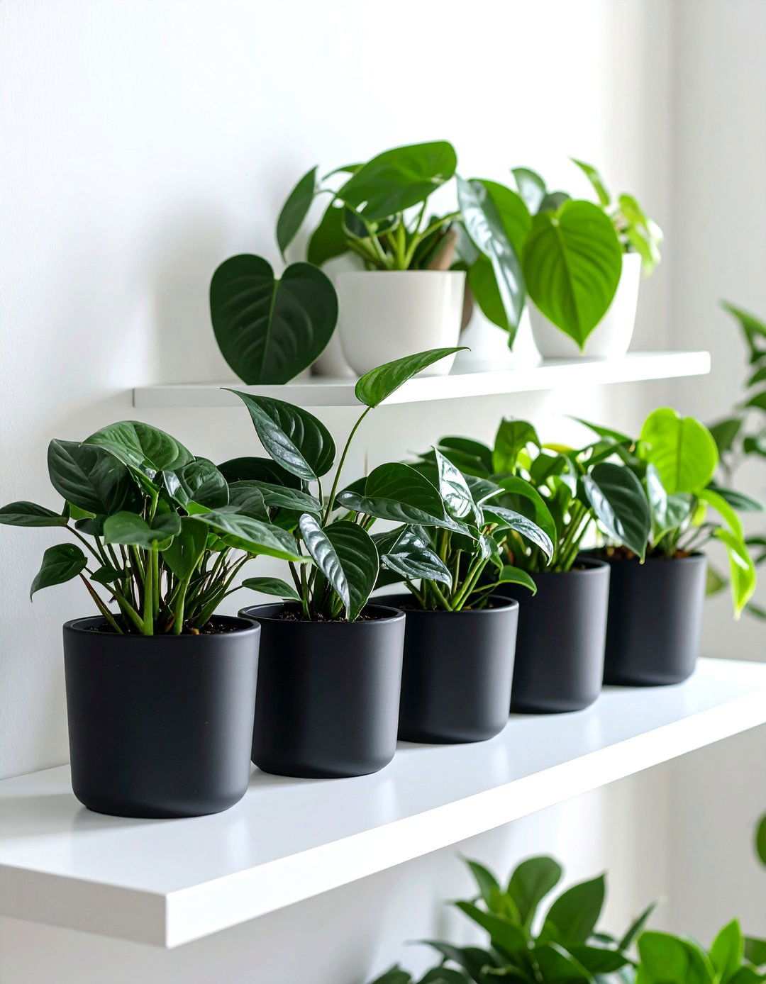 Greenery Brings the Living Room to Life - 20 Black and White Living Room Ideas