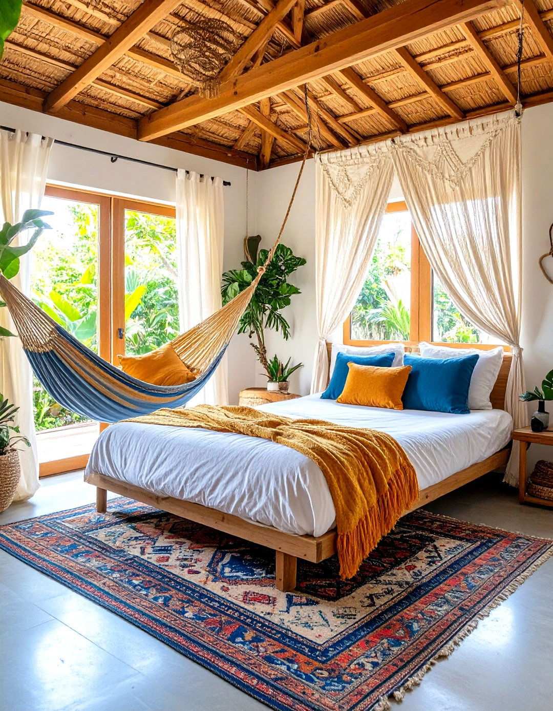 Hammock and Bed Combination for Creative Small Rooms - 20 2 Beds in One Small Room Ideas