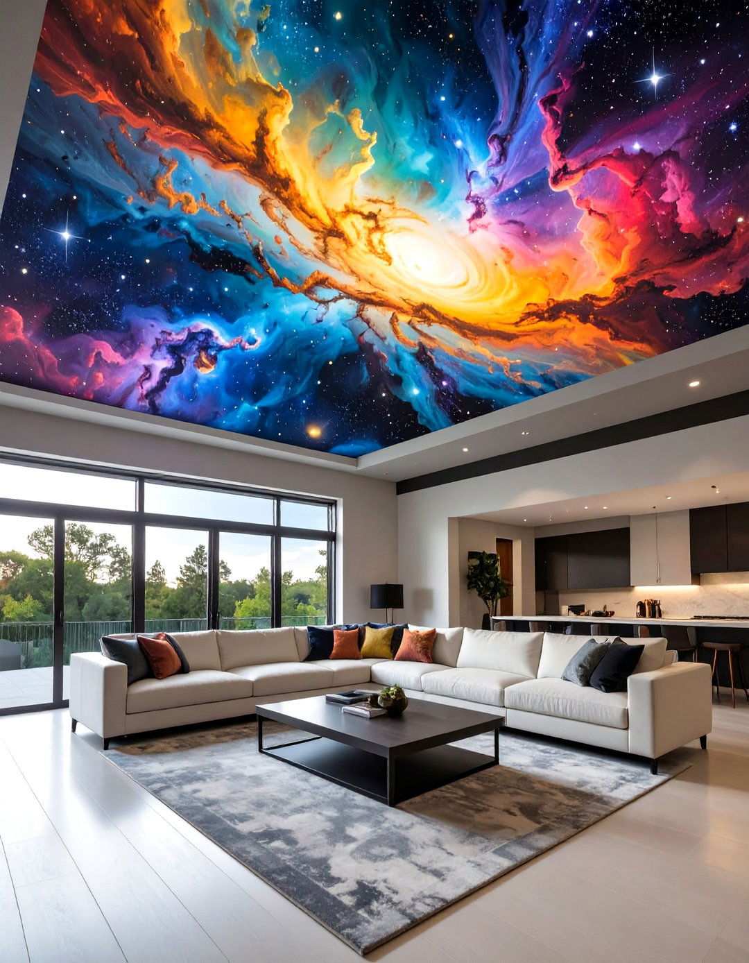 Hand Painted Mural Accent Ceiling - 20 Accent Ceiling Ideas