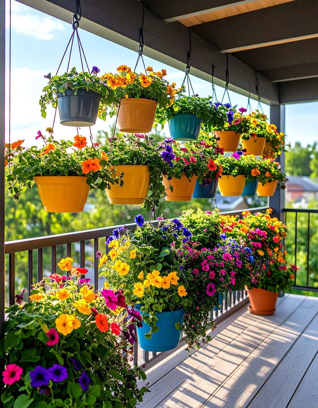 Hanging Basket Balcony Trellis for Cascading Gardens - 20 Balcony Trellis Ideas