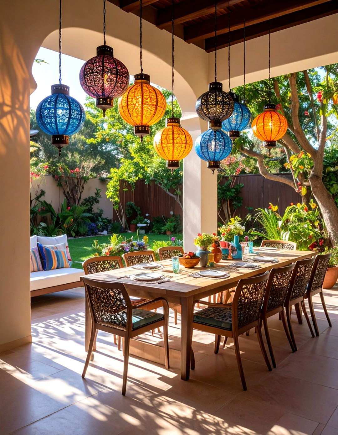 Hanging Lantern Backyard Lighting Clusters - 20 Backyard Lighting Ideas