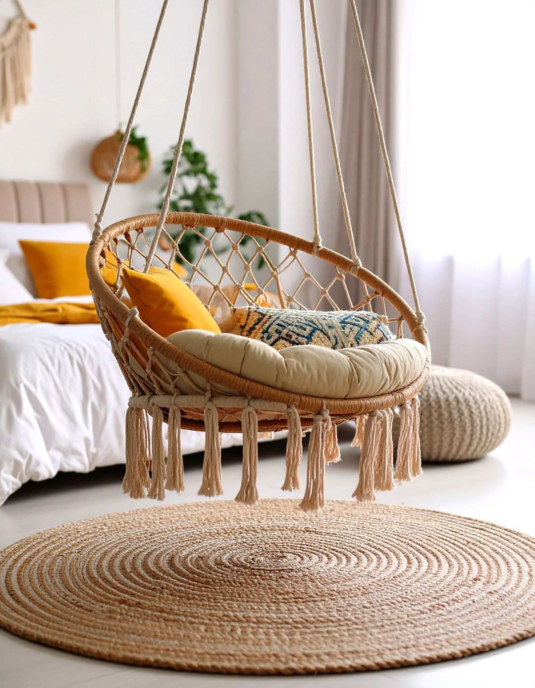 Hanging Macrame Chair Bedroom Sitting Area - 20 Bedroom Sitting Area Ideas