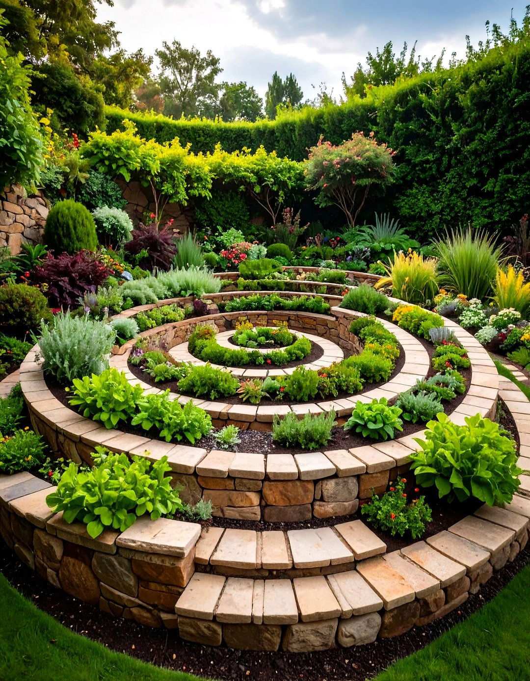 Herb Spiral Design - 20 Vegetable Garden Ideas