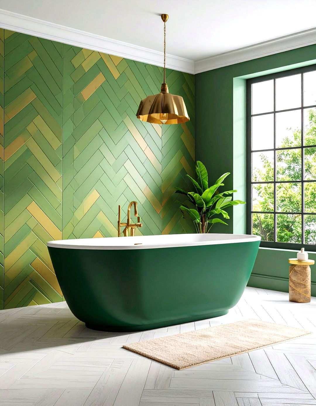 Herringbone Pattern Bathtub Surround Dynamic Movement - 20 Bathtub Surround Ideas
