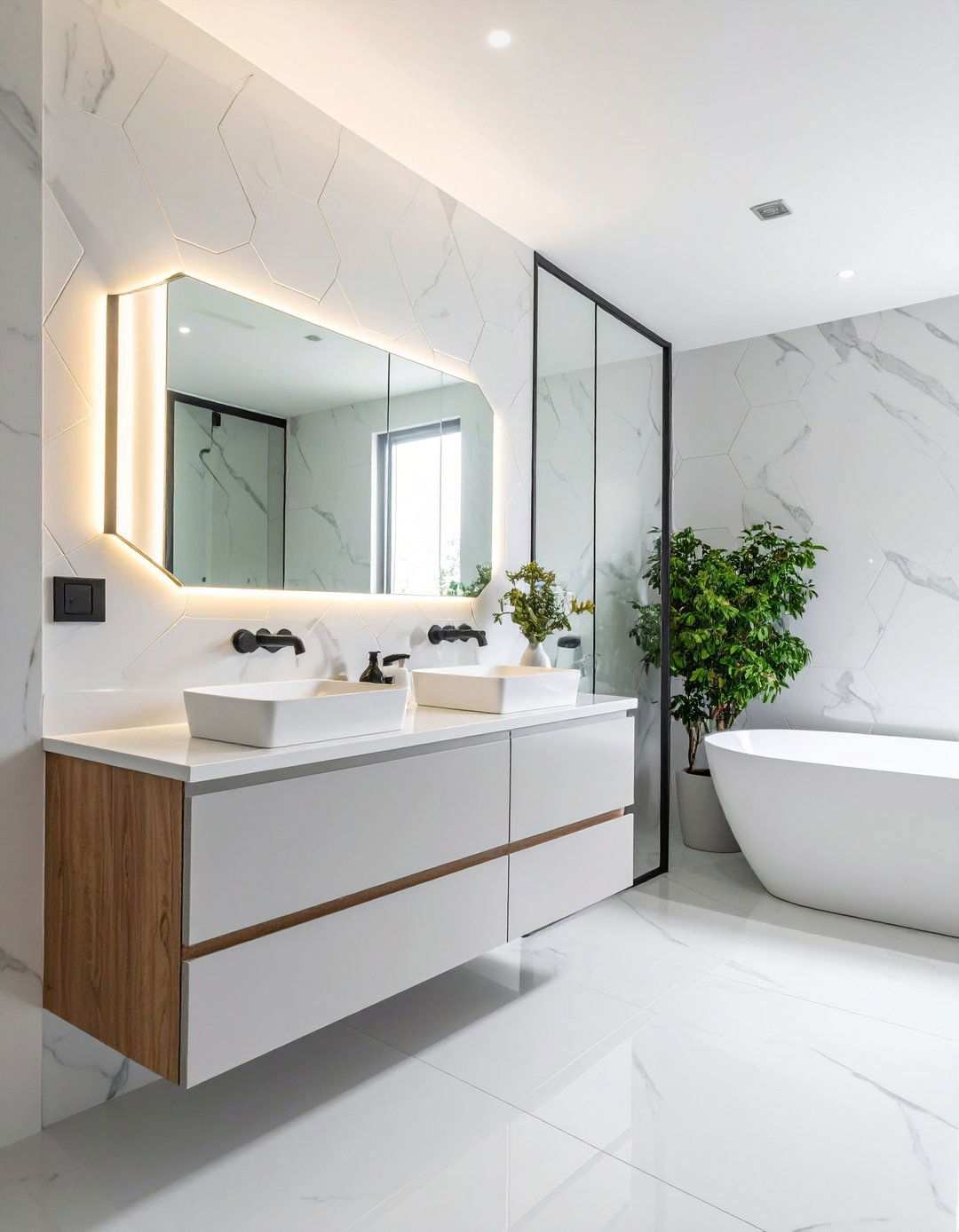 Hexagon Tile Backsplash - 20 Bathroom Backsplash Ideas