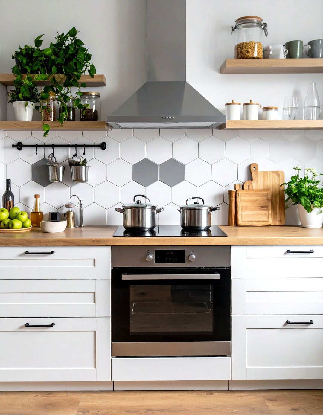 Hexagonal Tile Backsplash Pattern - 20 Backsplash Ideas for White Cabinets and Granite Countertops
