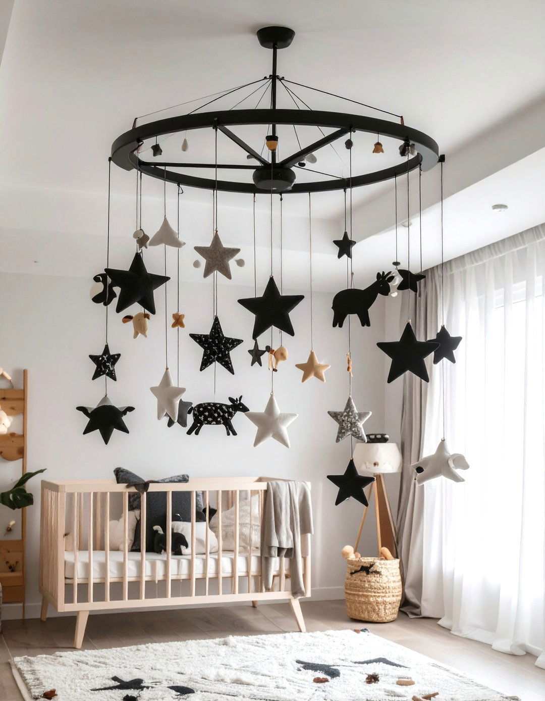 High Contrast Hanging Mobile - 20 Black and White Nursery Ideas