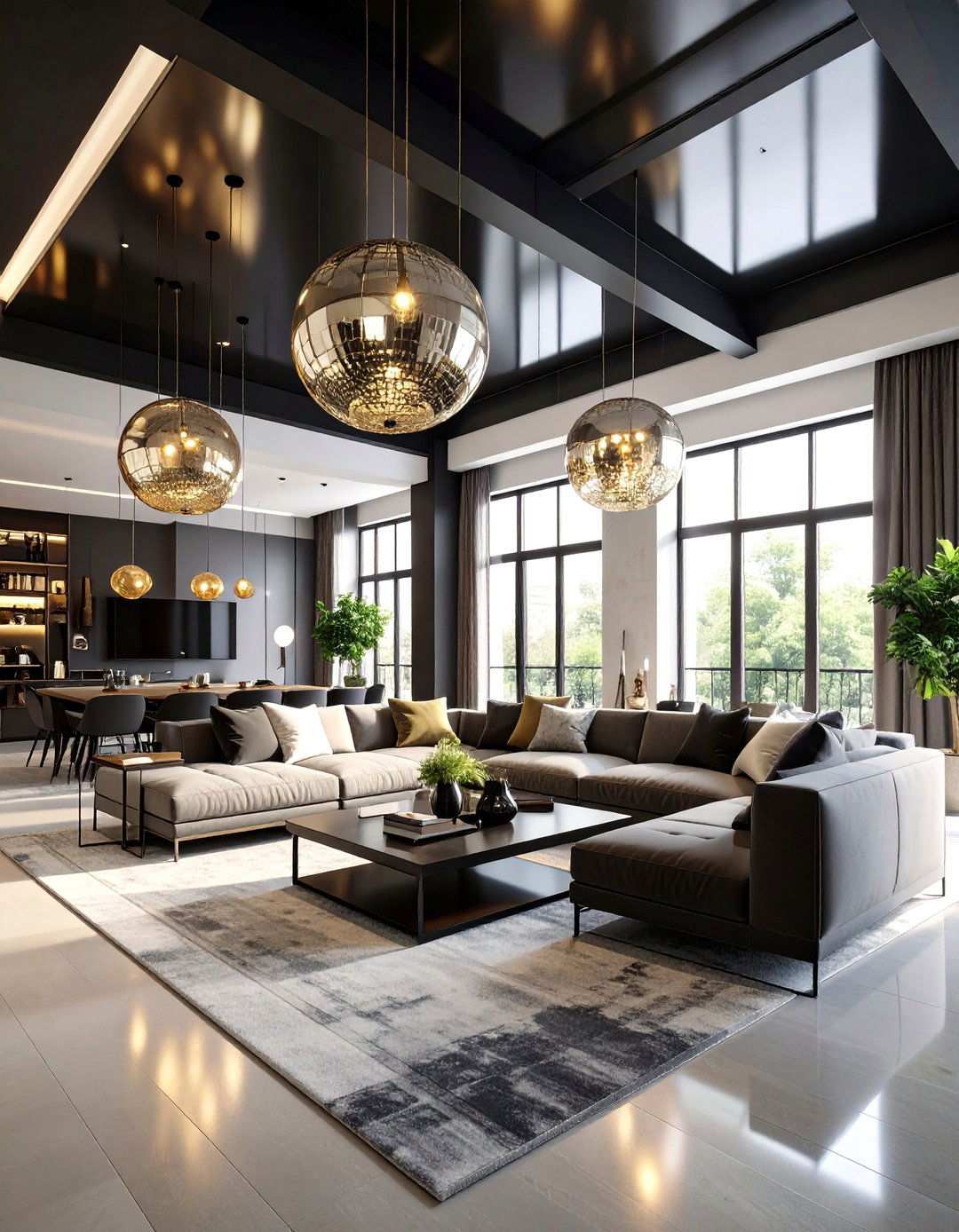 High Gloss Black Ceiling for Instant Glamour - 20 Black Ceiling Design Ideas