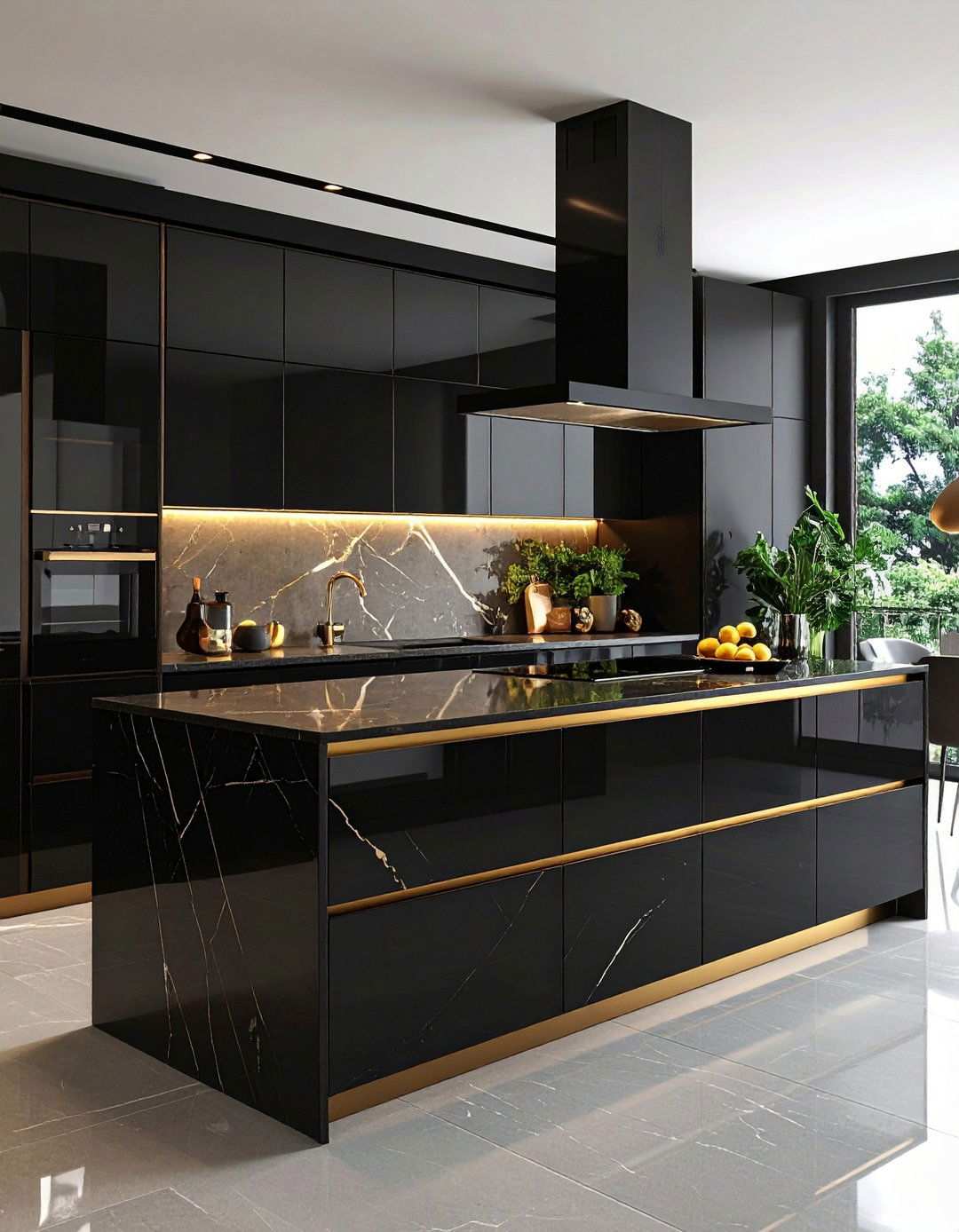 High Gloss Finish for Modern Drama - 20 Black Kitchen Cabinet Ideas