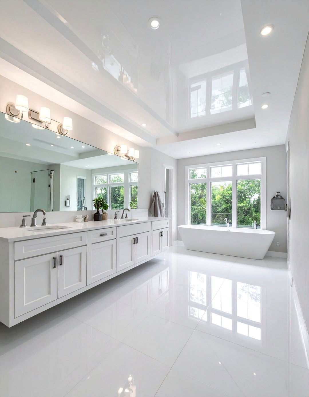 High Gloss Painted Bathroom Ceiling for Visual Lift - 20 Bathroom Ceiling Ideas