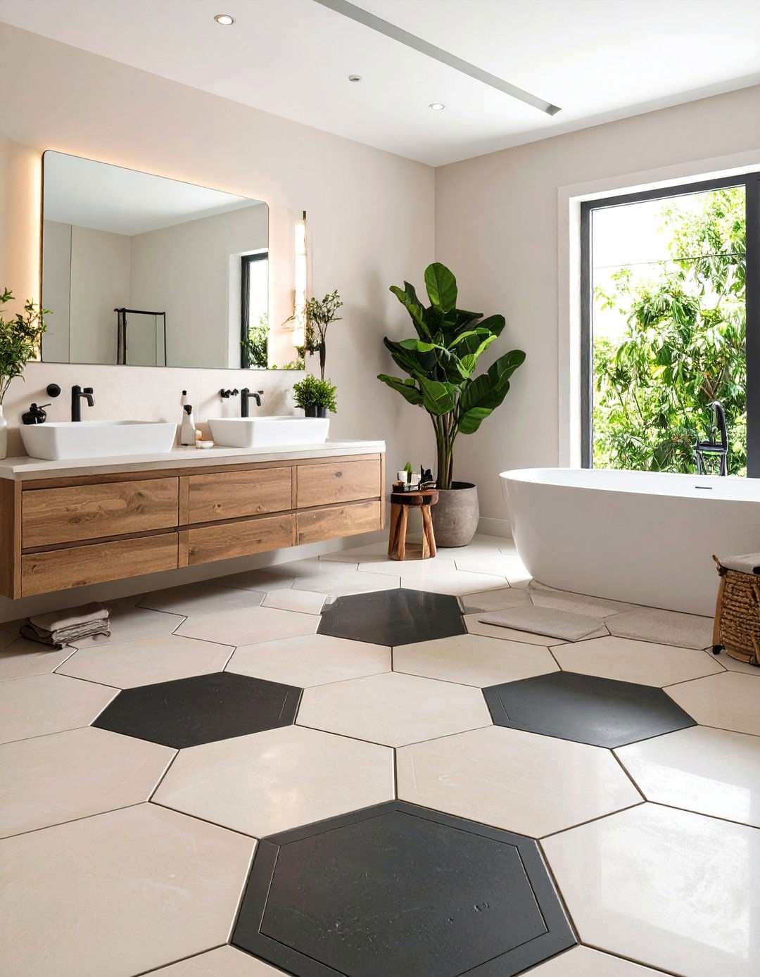 Honeycomb Hexagon Mosaic Floor Tile Geometry - 20 Bathroom Mosaic Floor Tile Ideas