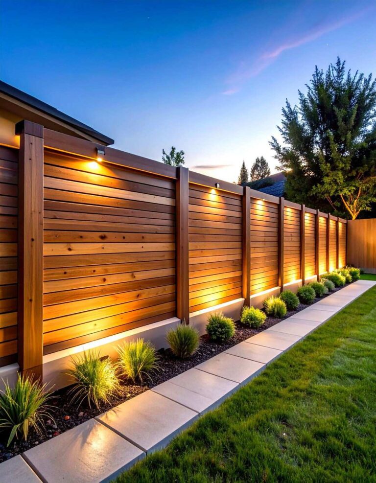 Horizontal Wood Slat Backyard Fence - 20 Backyard Fence Ideas