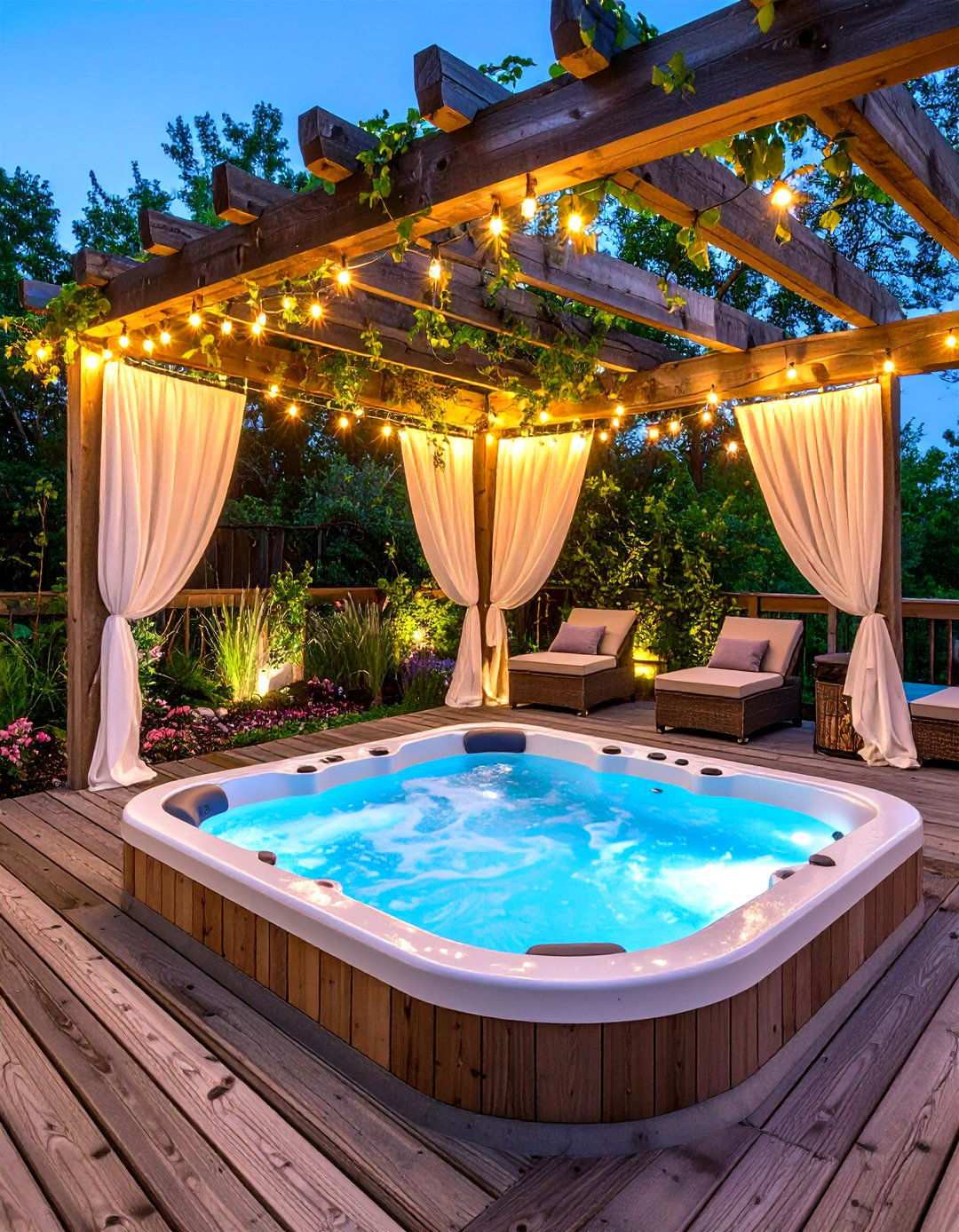 Hot Tub Deck Sanctuary with Pergola - 20 Backyard Deck Ideas