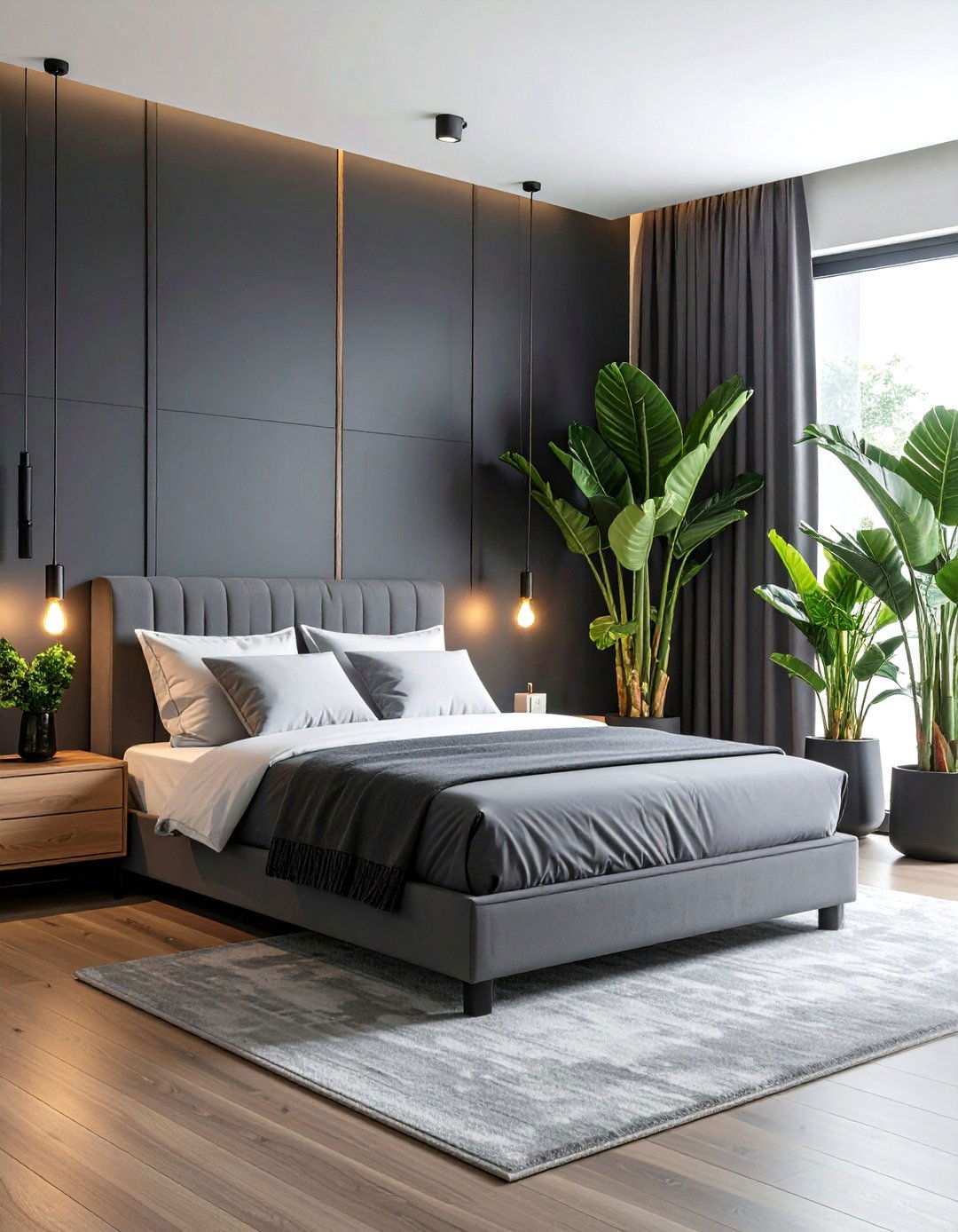 Houseplant Canopy Corner - 20 Black and Green Bedroom Design Ideas