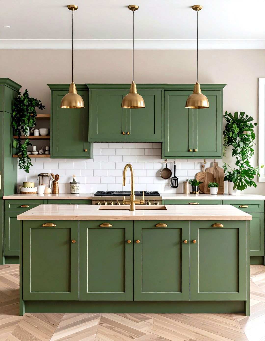 Hunter Green Kitchen Cabinets in s Style - 20 1990s Interior Design Ideas