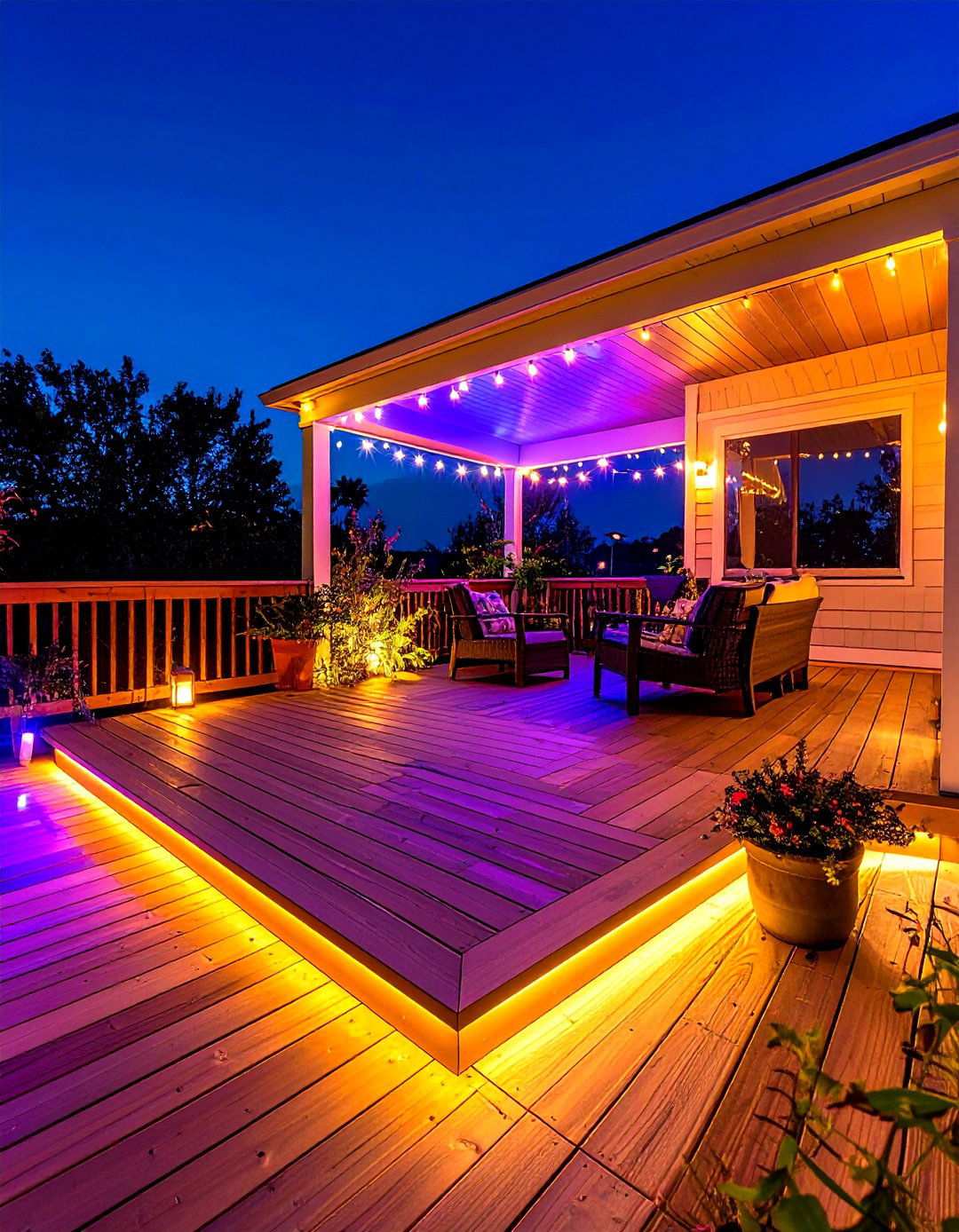 Illuminated Deck with Layered Lighting Design - 20 2nd Floor Deck Ideas