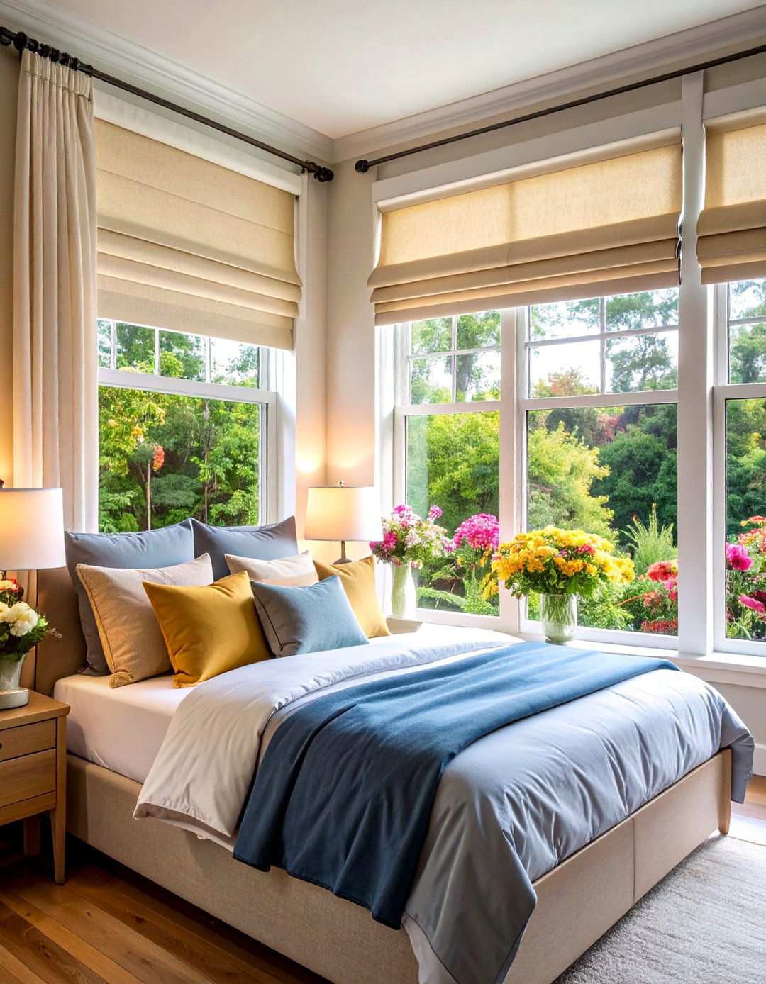 Incorporate Roman Shades for Tailored Charm - 20 Bedroom Window Ideas