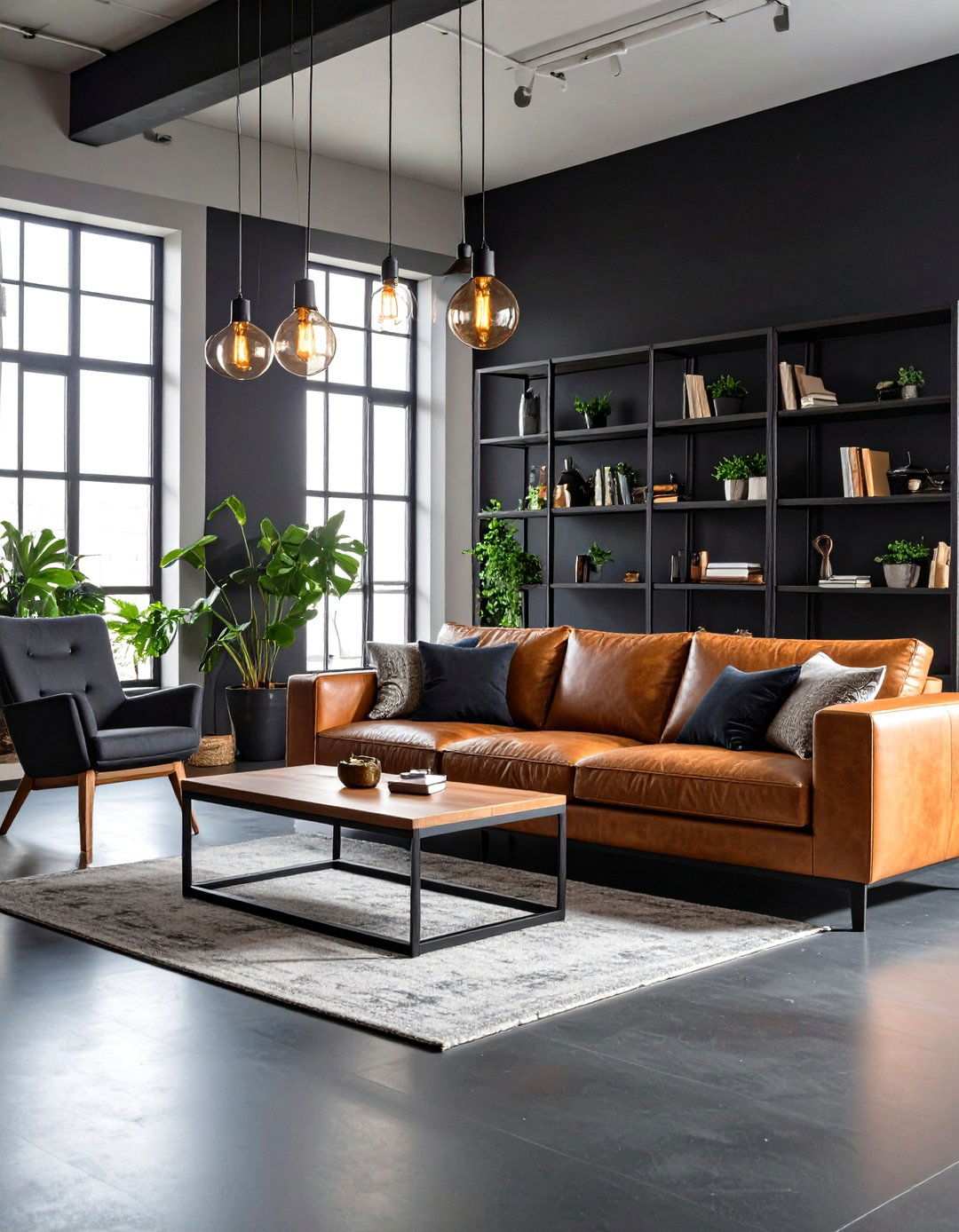 Industrial Edge with Comfortable Balance - 20 Black Floor Living Room Ideas