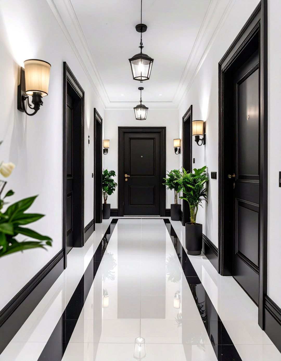 Ink Dark Architraves and Skirtings for Graphic Edges - 20 Black and White Hallway Ideas