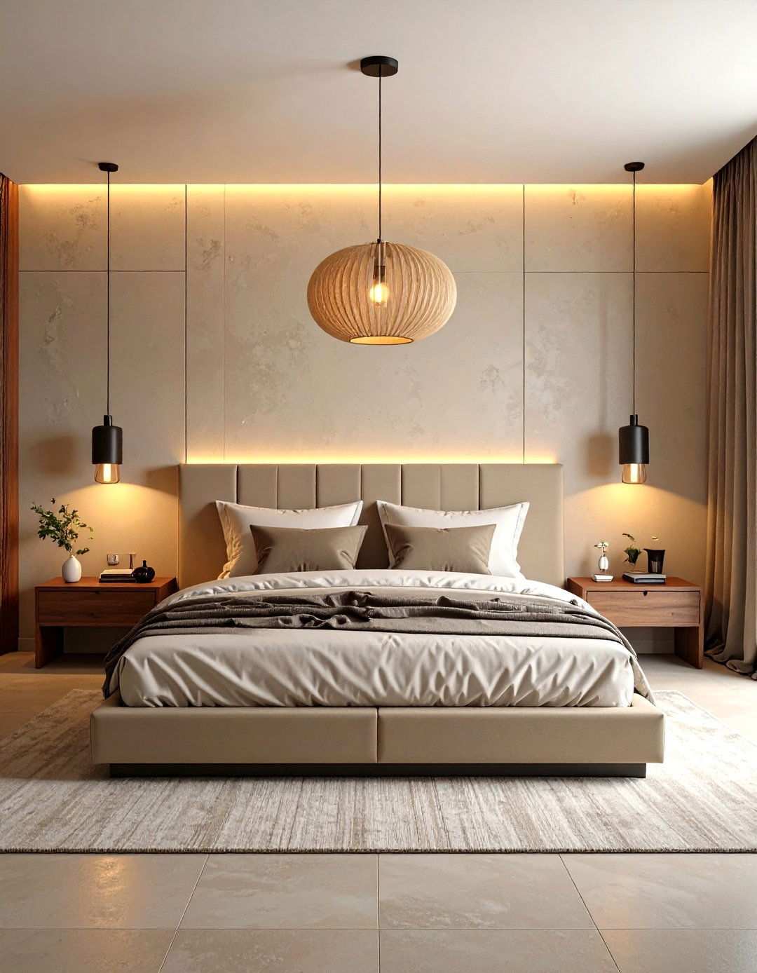 Install Layered Lighting for Customizable Ambience - 20 Beige Bedroom Ideas