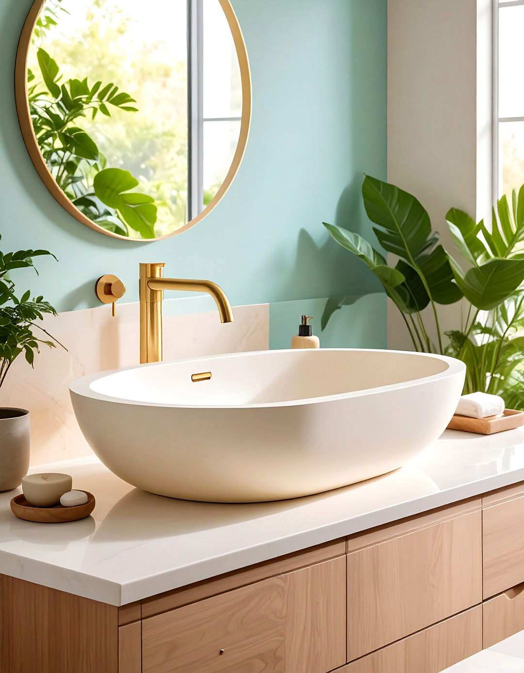 Integrated Countertop Bathroom Sink for Crumb Free Surfaces - 20 Bathroom Sink Ideas