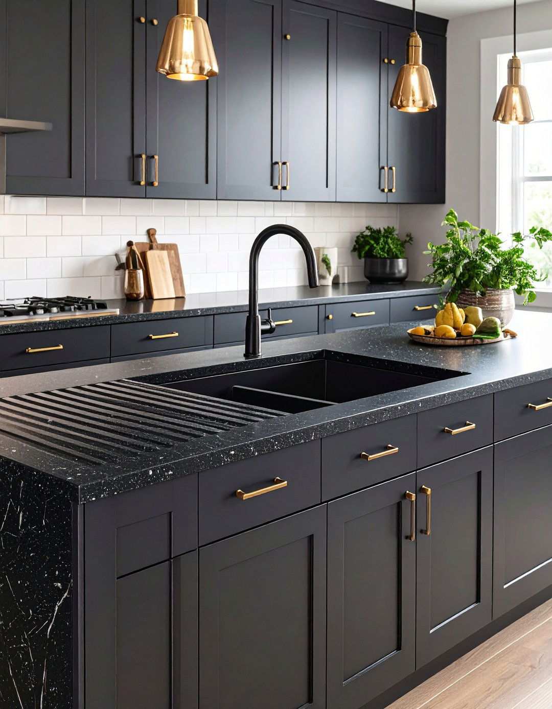 Integrated Drainboards Streamline Wet Zone Workflow - 20 Black Kitchen Countertops