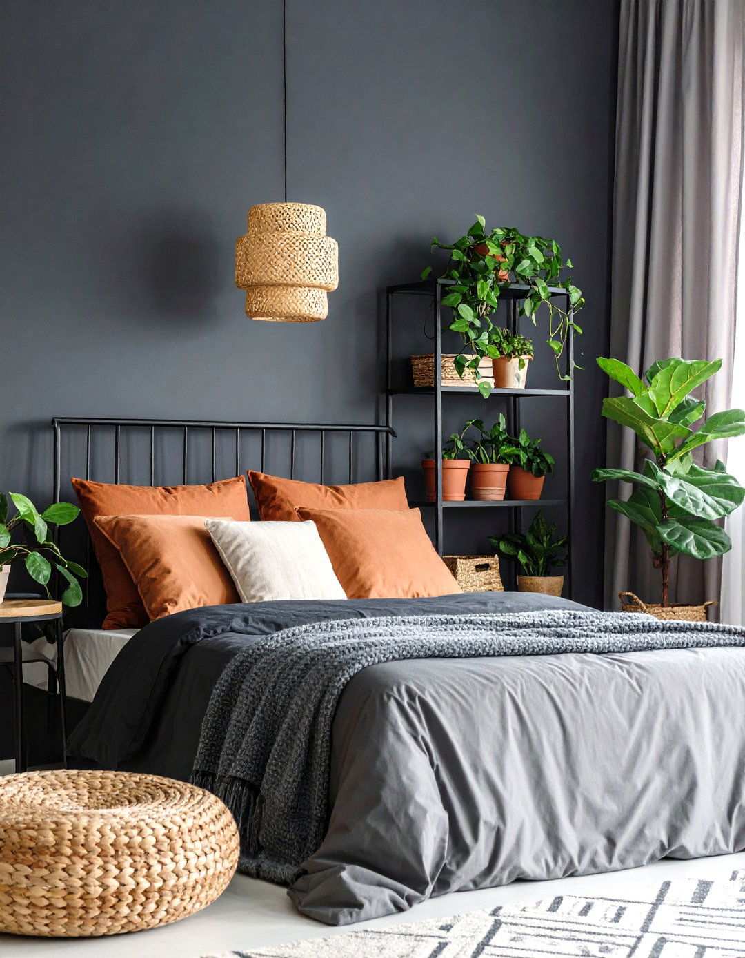 Jungle Greenery Pop - 20 Black Accent Wall Bedroom Ideas