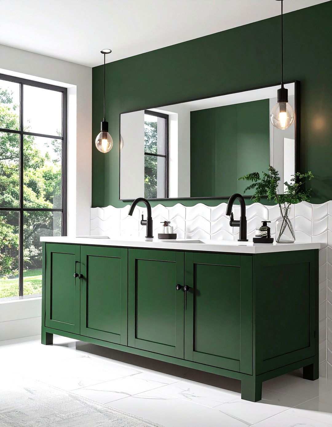 Juniper Green Vanity with Matte Black Contrast - 20 Bathroom With Green Vanity