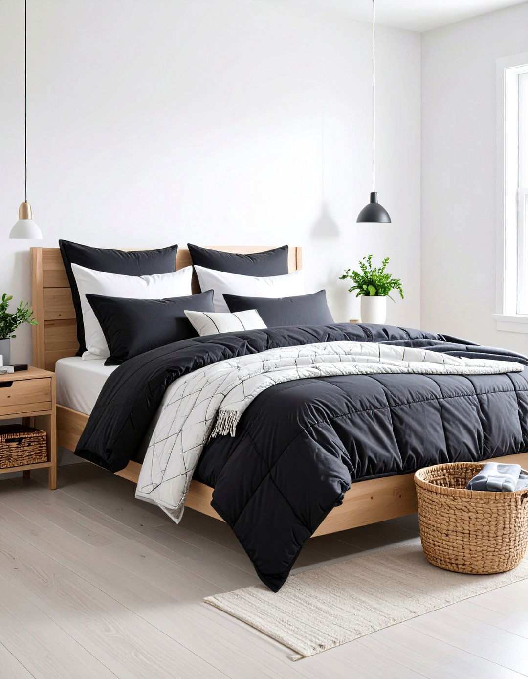 Keep Seasons Fresh with Interchangeable Quilts - 20 Black and White Bedroom Ideas