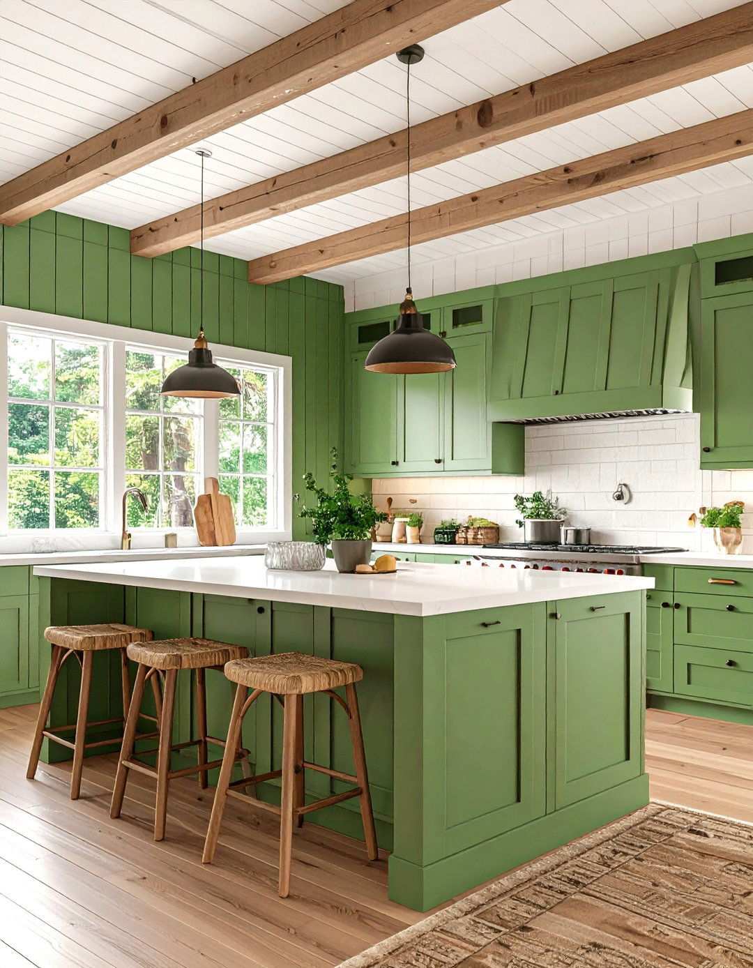 Kitchen Beadboard Ceiling Blended with Shiplap Walls - 20 Beadboard Ceiling Design Ideas