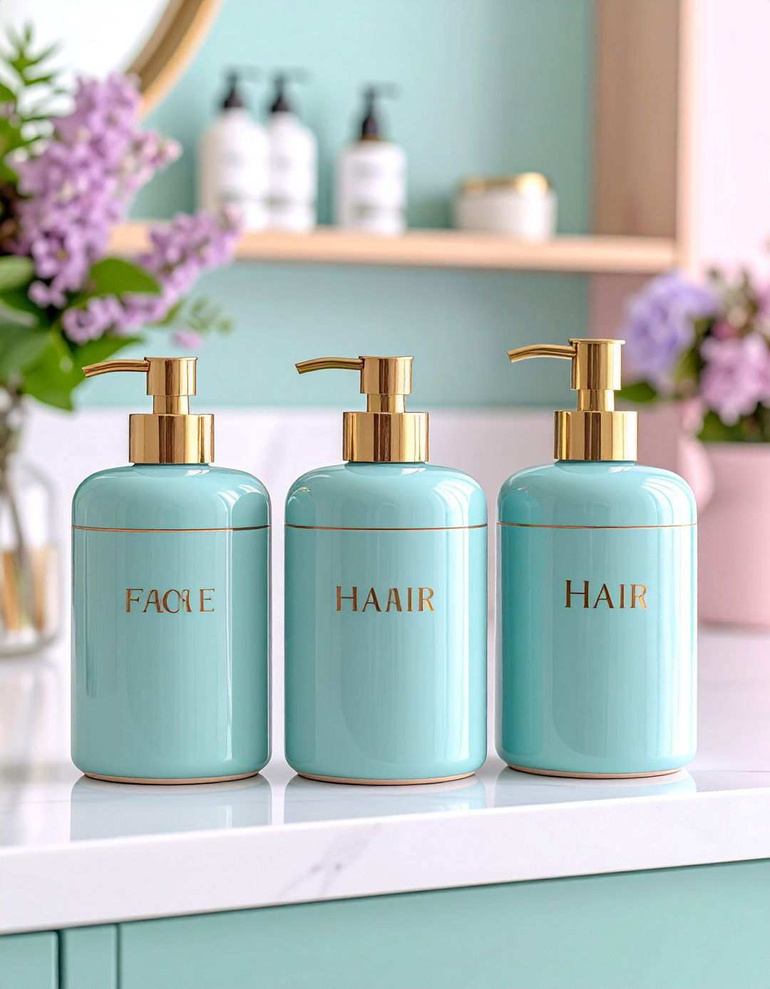 Labelled Canisters Keep a Shared Bathroom Counter Civil - 20 Bathroom Counter Organization Ideas