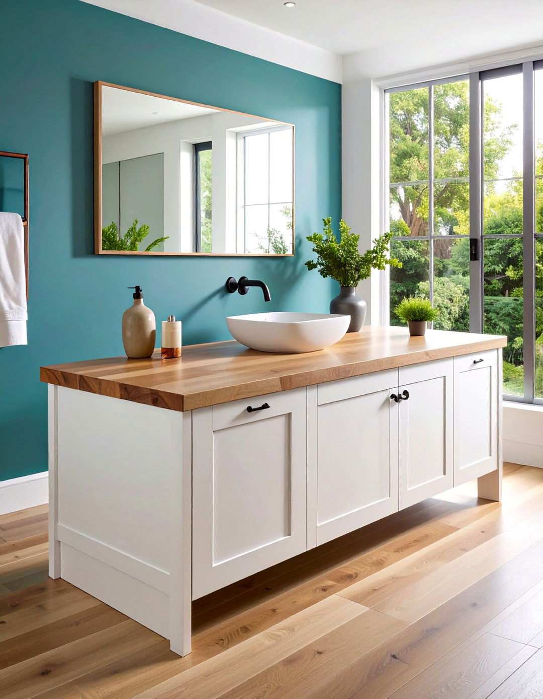 Laminate Bathroom Countertop with Wood Grain Pattern - 20 Bathroom Countertop Ideas