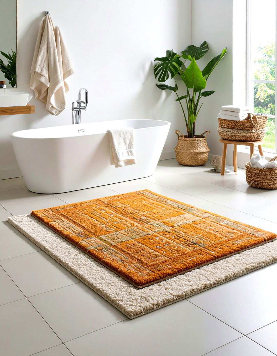 Layered Bathroom Rug Luxury - 20 Bathroom Rug Ideas