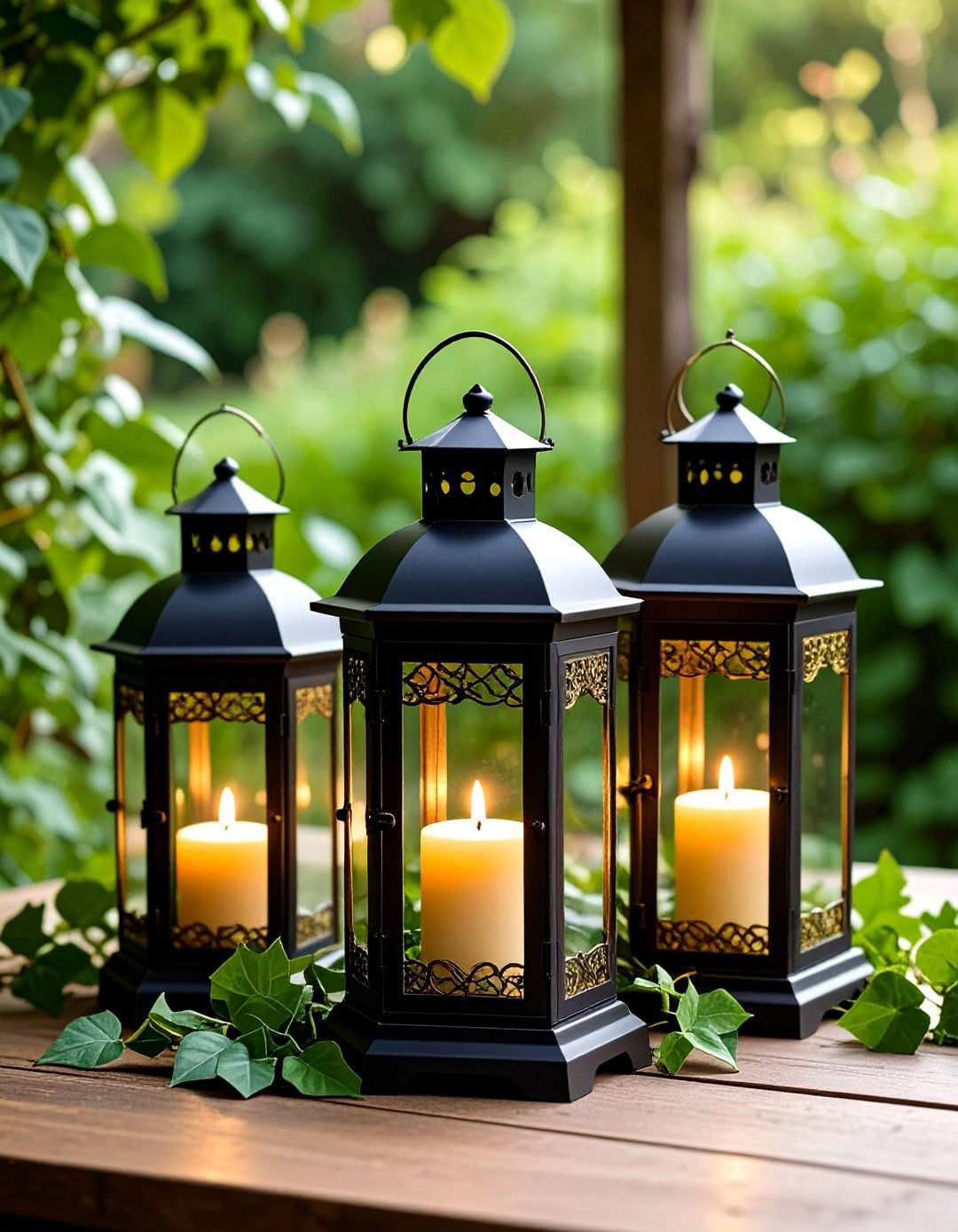 Layered Lantern Centerpiece - 20 Black and Gold Centerpiece Ideas