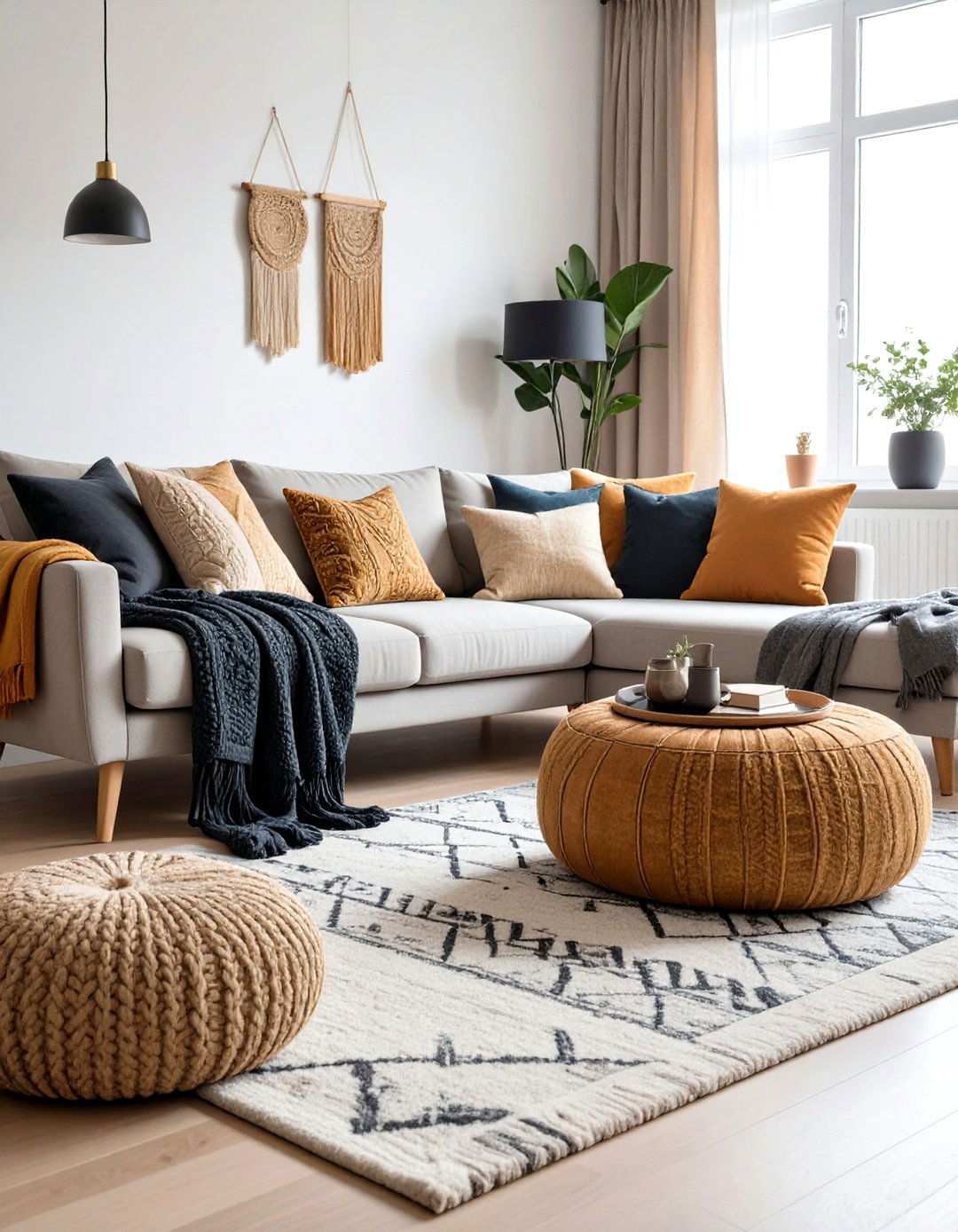 Layered Textiles in Charcoal and Champagne - 20 Black and Gold Living Room Ideas