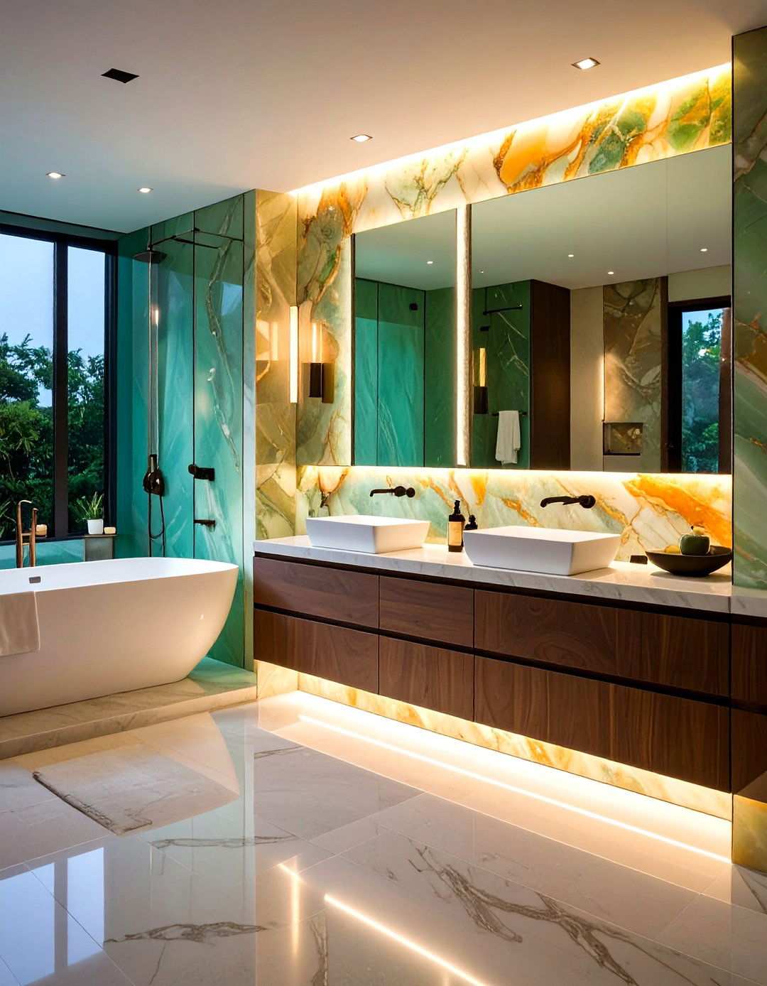 LED Backlit Onyx Bathroom Wall Panel - 20 Bathroom Wall Ideas