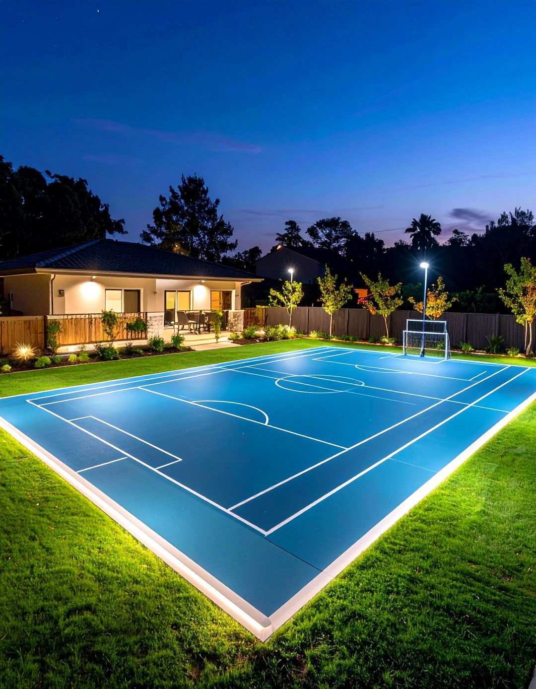 LED Lit Evening Turf - 20 Backyard Turf Ideas